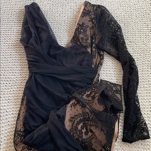 Zara lace dress in black and nude